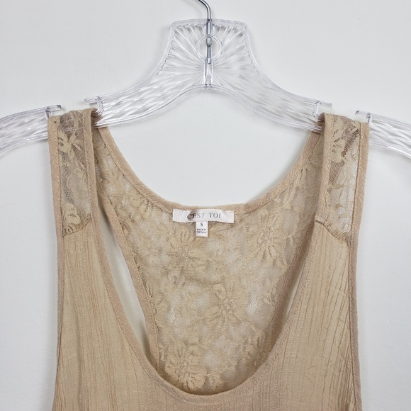C'EST TOI gauze lace racerback tank top - Picture 2 of 6